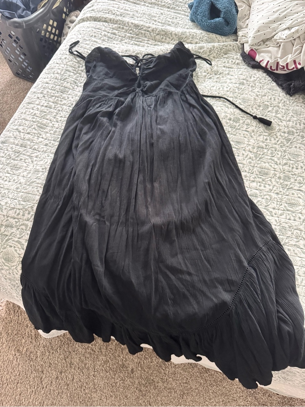 American Eagle Outfitters Black Lace-Up Maxi Dress